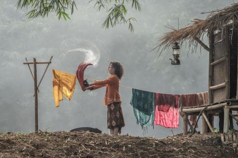 Washig in the village