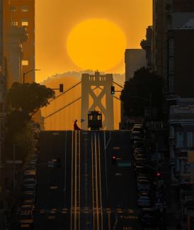 Sunrise over bay bridge