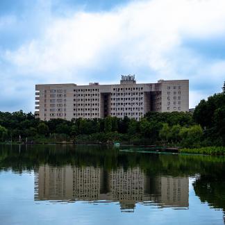 The building by the lake