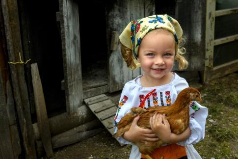 Girl with chicken