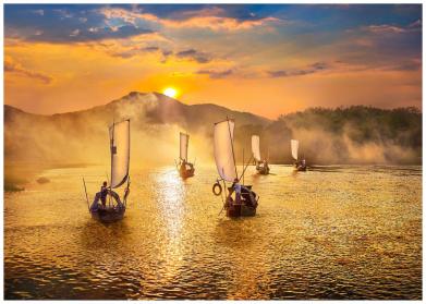 Sailing during sunset