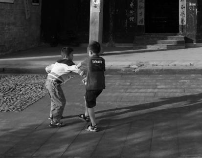 Playing in the courtyard 3