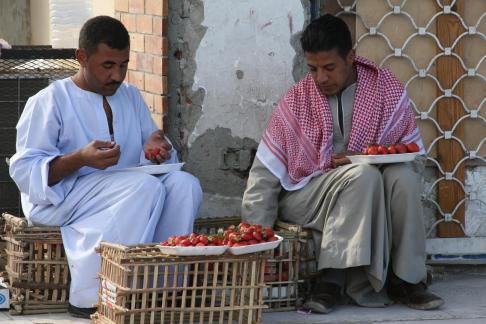 Selling strawberries on the street