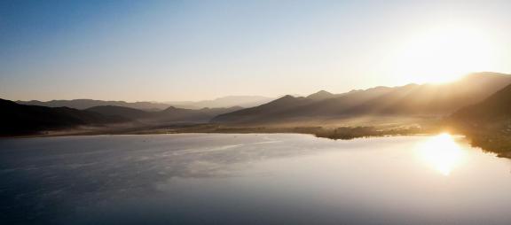 Mountains surround water 1