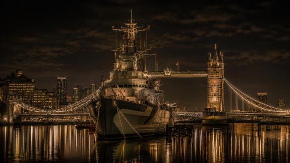 HMS Belfast at Night 