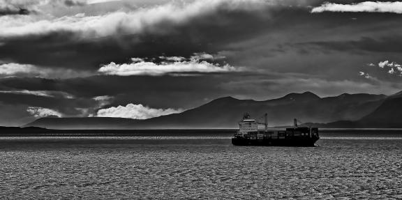 Freighter At Dusk