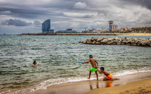 At the beach in Barcelona