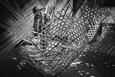 weaving bamboo cage