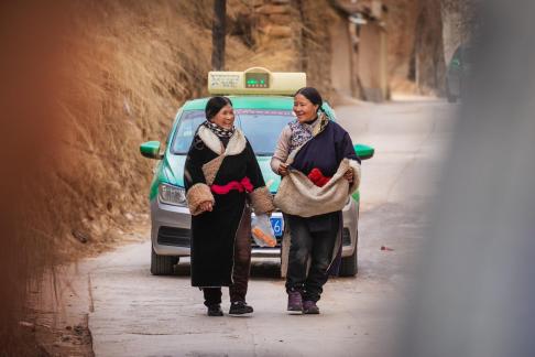 Two ladies walking