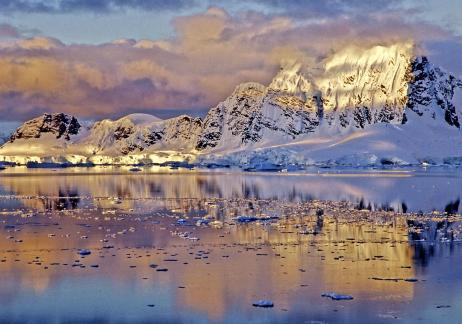 Antarctic landscape before sunset