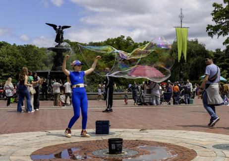 NYC Central Park Playing Bubbles