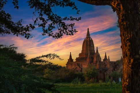 Pagoda in sunset