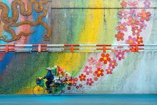 Biking with flowers