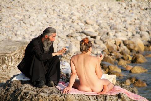A monk on a nudist beach 2