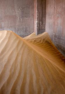 Kolmanskop 36 red wall corner sand