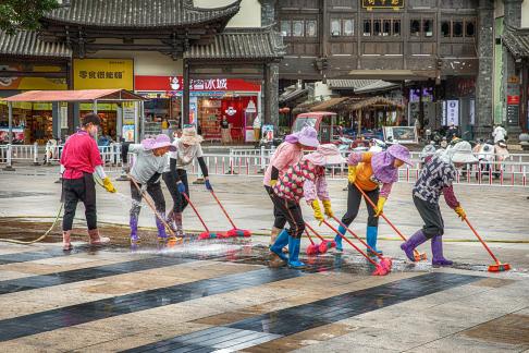 Washing the street