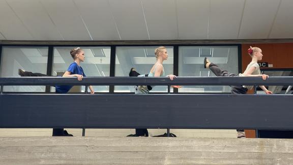 Ballerinas practice in the loft