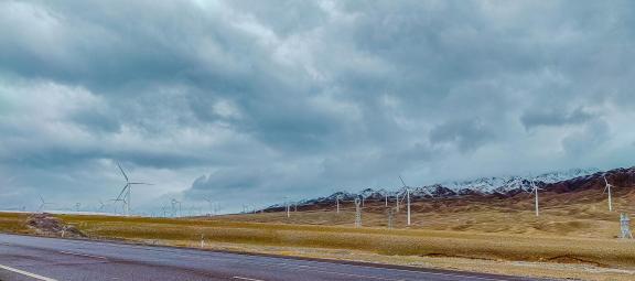 Windmills on the roadside