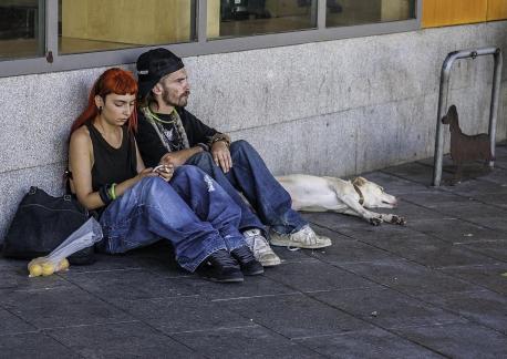 Couple with dog