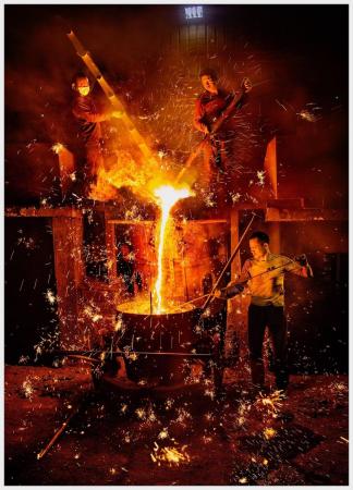 Three persons working