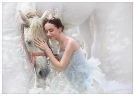 Girl and white horse