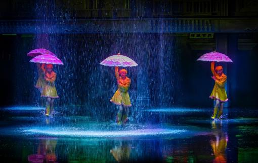 Four girls under the rain