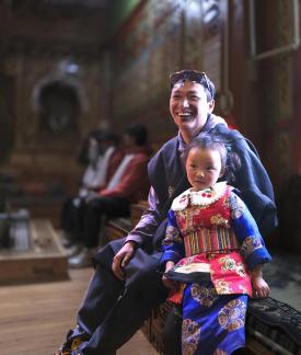 Tibetan Father and Daughter