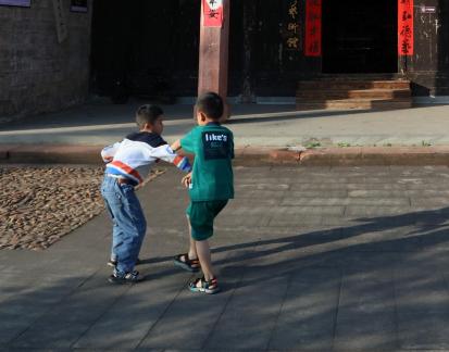 Playing in the courtyard 3