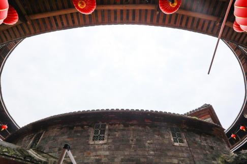 Looking towards the sky from afar