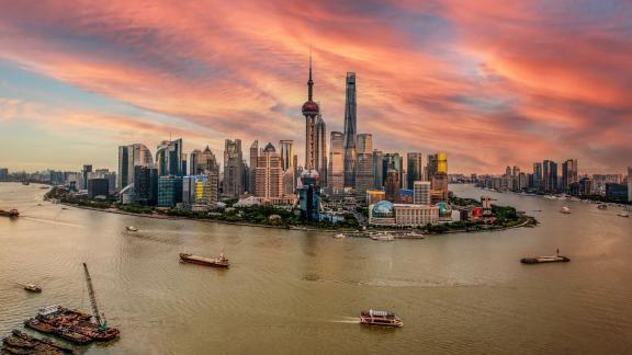 Sunset glow Huangpu River