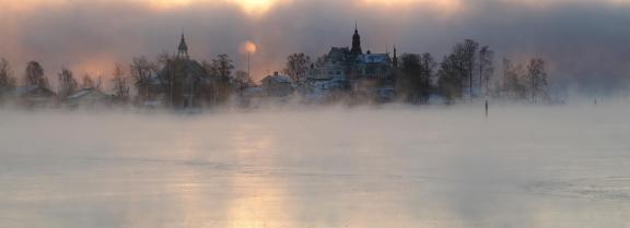 Sea smoke on the coast