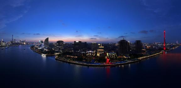 Twilight shining on Shanghai