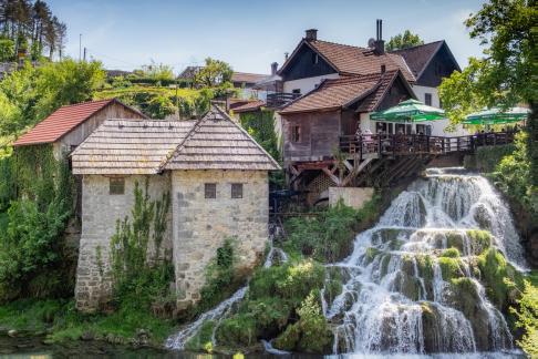 Slunj waterfall at pub