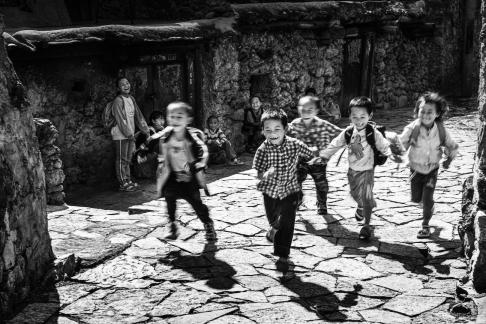 Children run