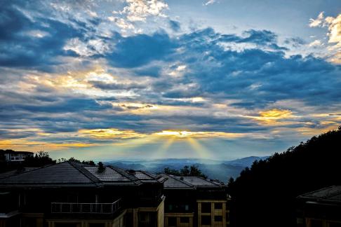 The sunlight outside the window