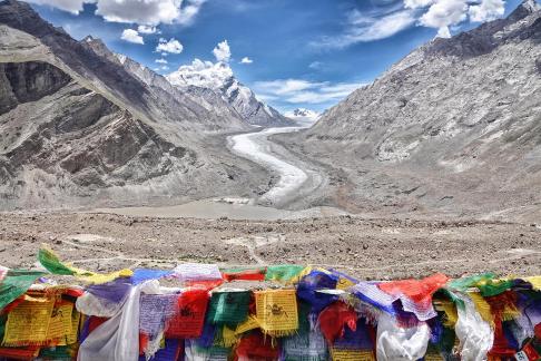 Flags and glacier