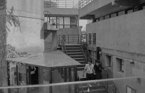 Men and women on the stairs