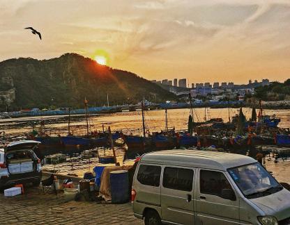 Fishing Port Sunset and Van